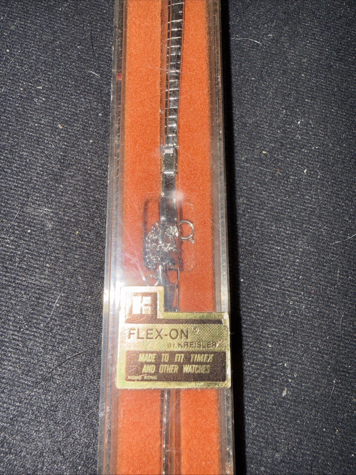 Kreisler Flex-On Clasp Safety Chain Silver Tone Stainless Watch Band For Timex