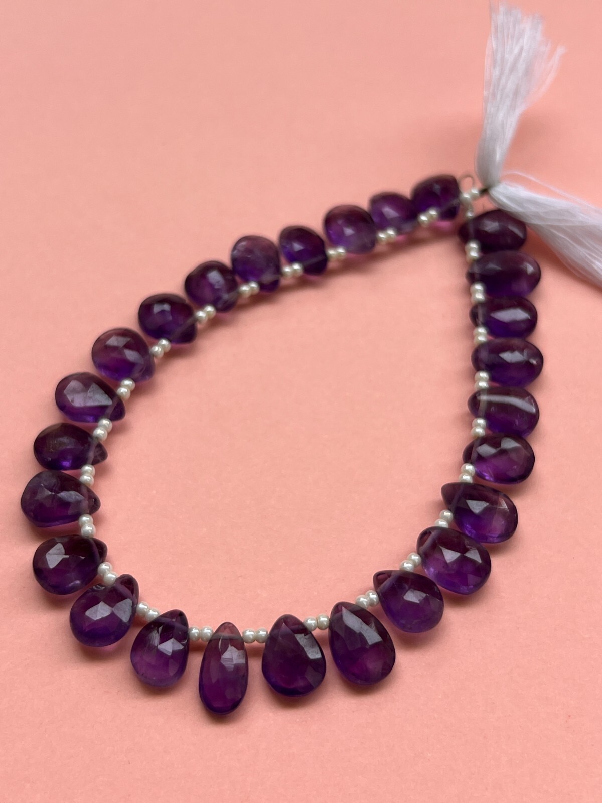 Natural Amethyst Faceted Pear Briolette Beads 1 Strand 8-9mm Teardrop Gemstone