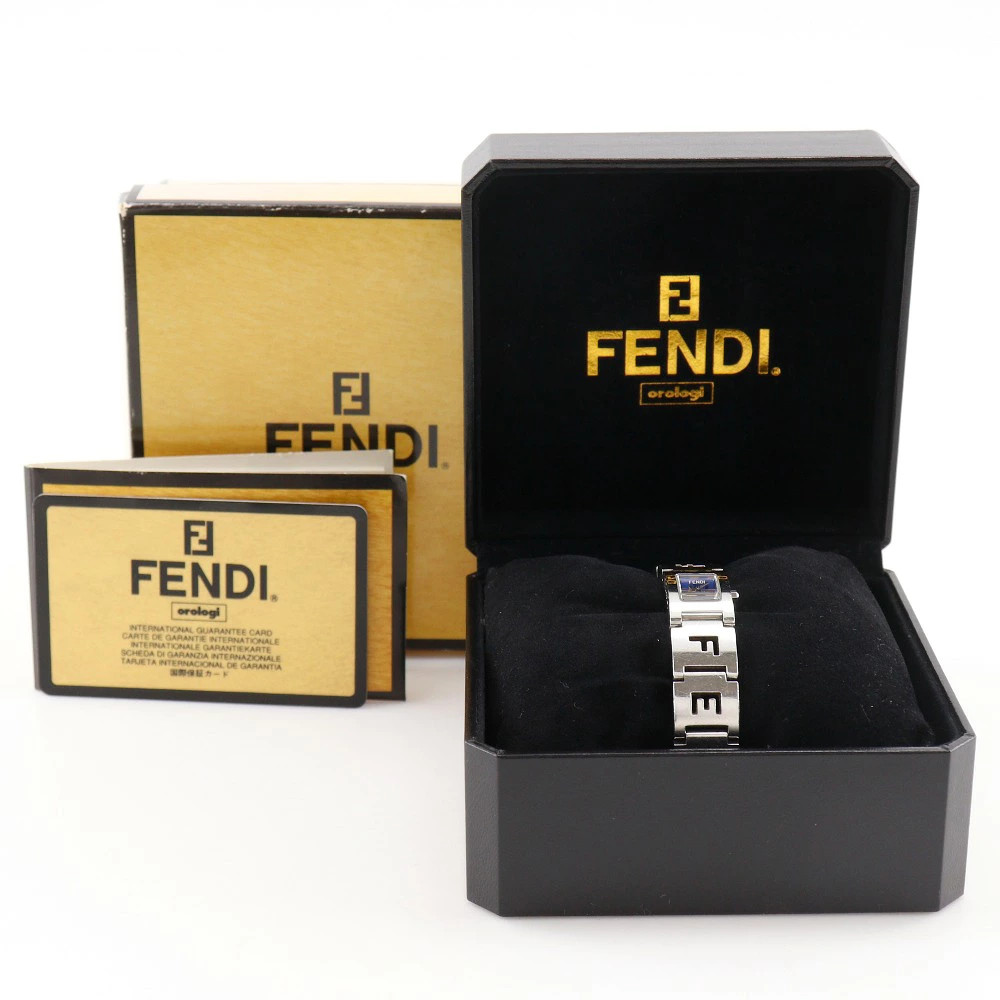 FENDI Orologi wristwatch 3150L Stainless Steel Silver Quartz Analog Blue Dial Ol