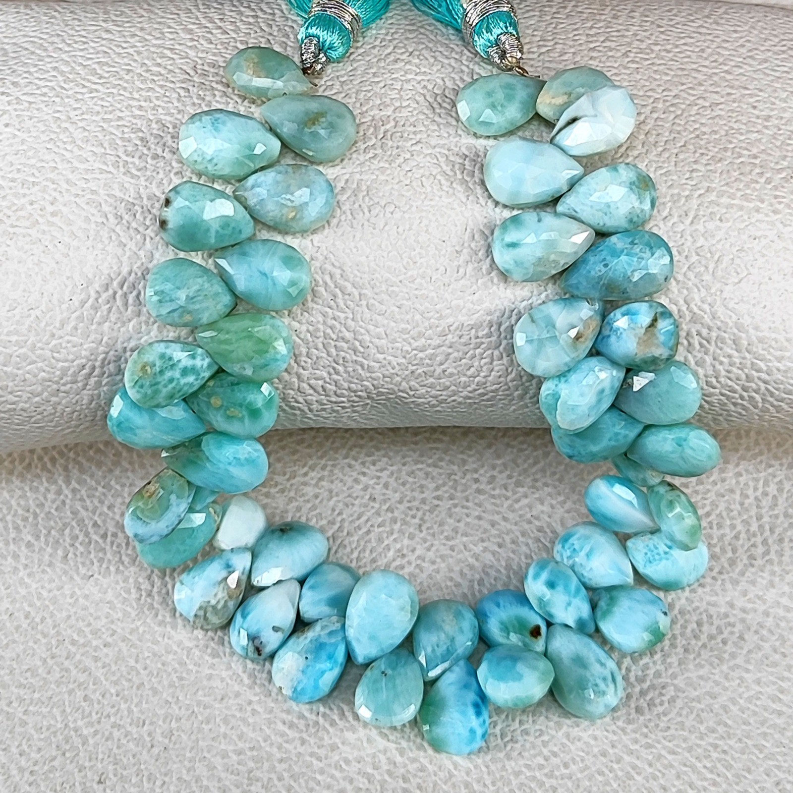 Natural Larimar Dominican Republic 12x8mm Pear Shape Beads 8″ Strand
