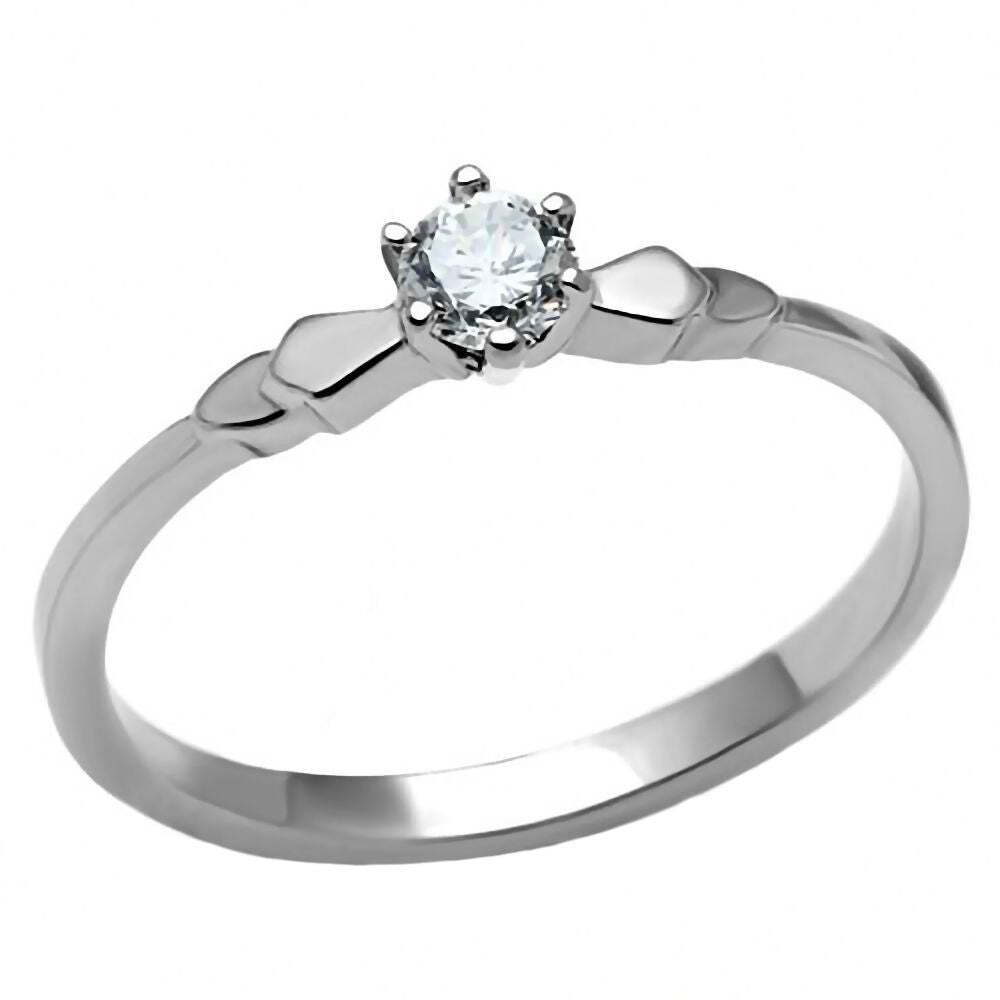 Posie: 0.20ct Ice on Fire CZ Solitaire Petite Steel Engagement Ring