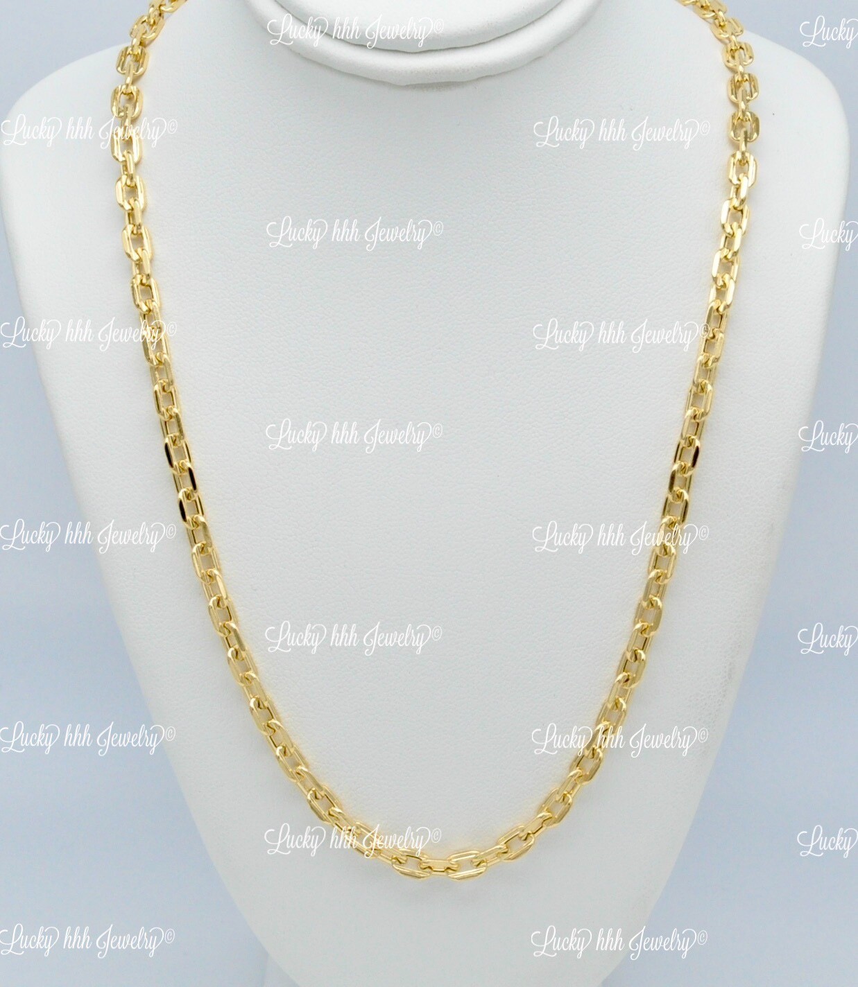 Real 14K Yellow gold Hollow Anchor chain Necklace 24 inch 11.9 gram lobster lock