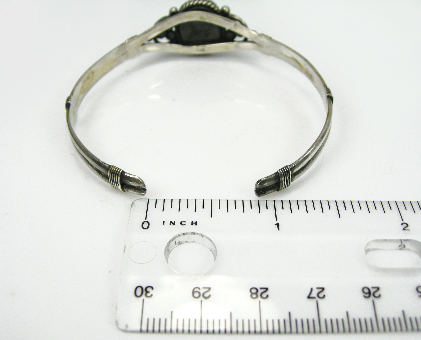 Turquoise Small Flower 925 Sterling Silver Cuff Bracelet (17.0g)