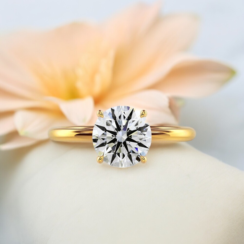 18K Yellow Gold Lab Grown Diamond Wedding Ring Round Cut IGI Certified 1.25 Ct
