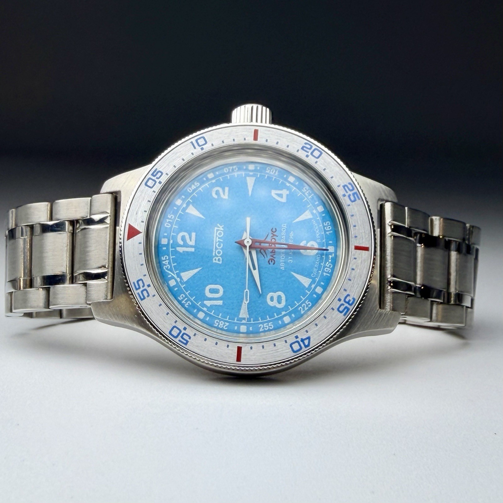 Vostok Amphibia Automatic Watch Elbrus Mountain Light Blue Limited Ed. 74044V