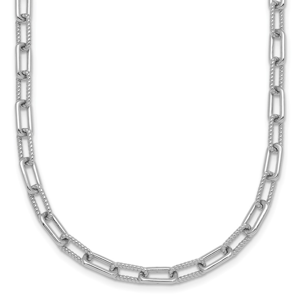 Sterling Silver Polished & Twisted Paperclip Link Chain Necklace 16″ w/2in ext.