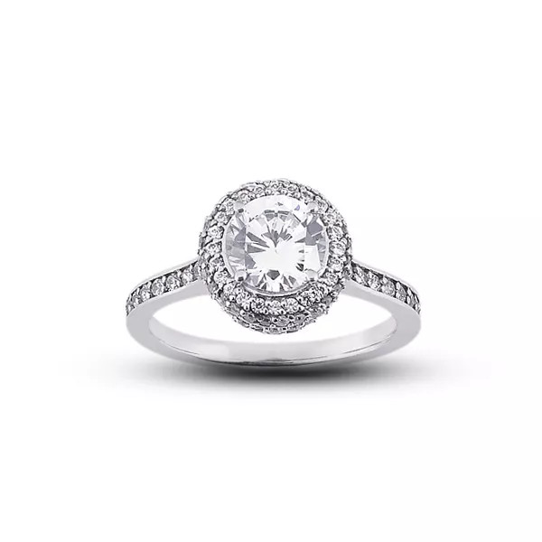 Engagement Ring Set Under Halo 14K Gold 2.56 Carat Round Lab-Grown Diamond E SI2