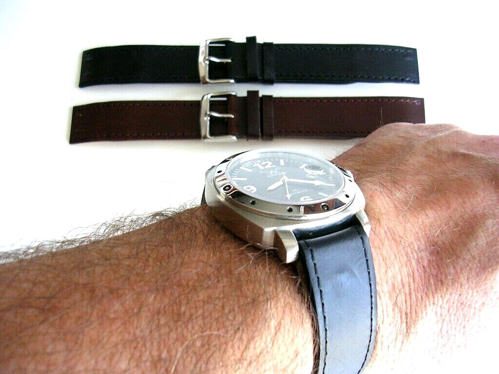 Open End Shell Leather for Vintage Wire Lug Military watch band strap IW SUISSE