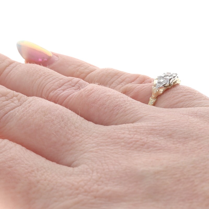 Yellow Gold Diamond Art Deco Ring – 14k European Vintage