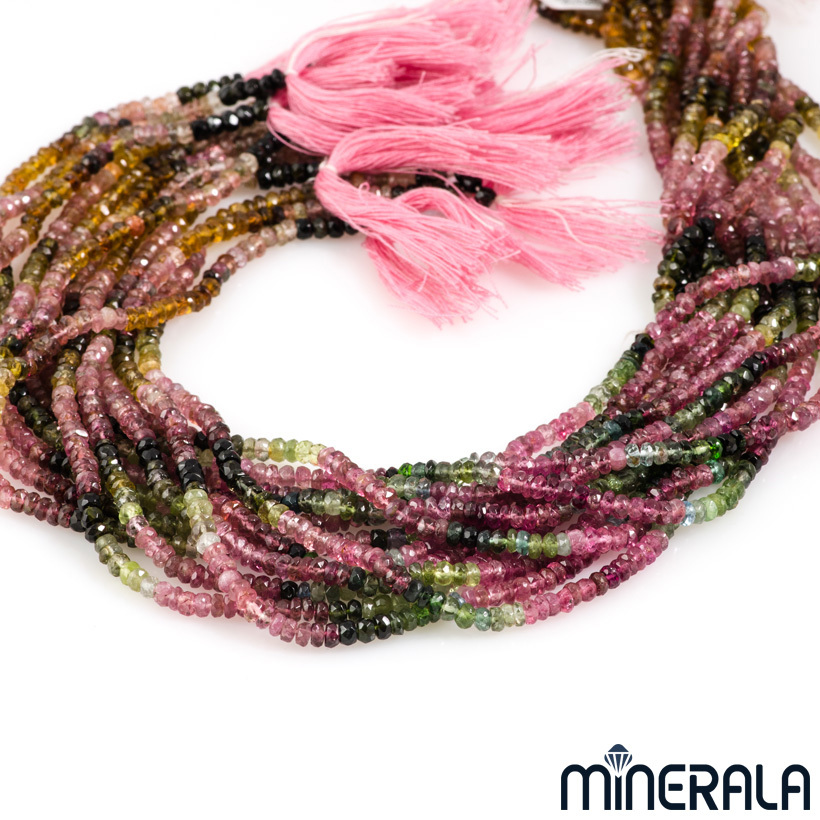 NATURAL TOURMALINE GEMSTONE FACETED ROUNDELLE 3.5mm BEADS 15″ STRAND