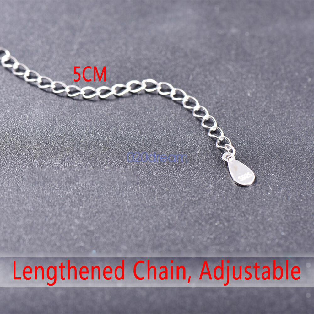 Real 925 Sterling Silver Necklace 0.8mm Triangle Chain 14-24″ Extend Adjust