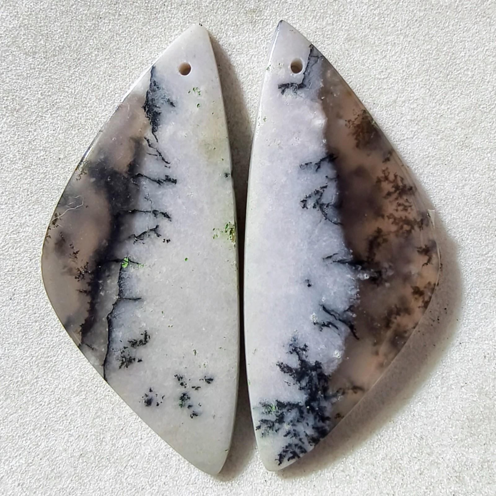 30 Cts Natural Amethyst Sage Agate Drilled Pair Cabochon Gemstone 37.9 X 16.6 MM