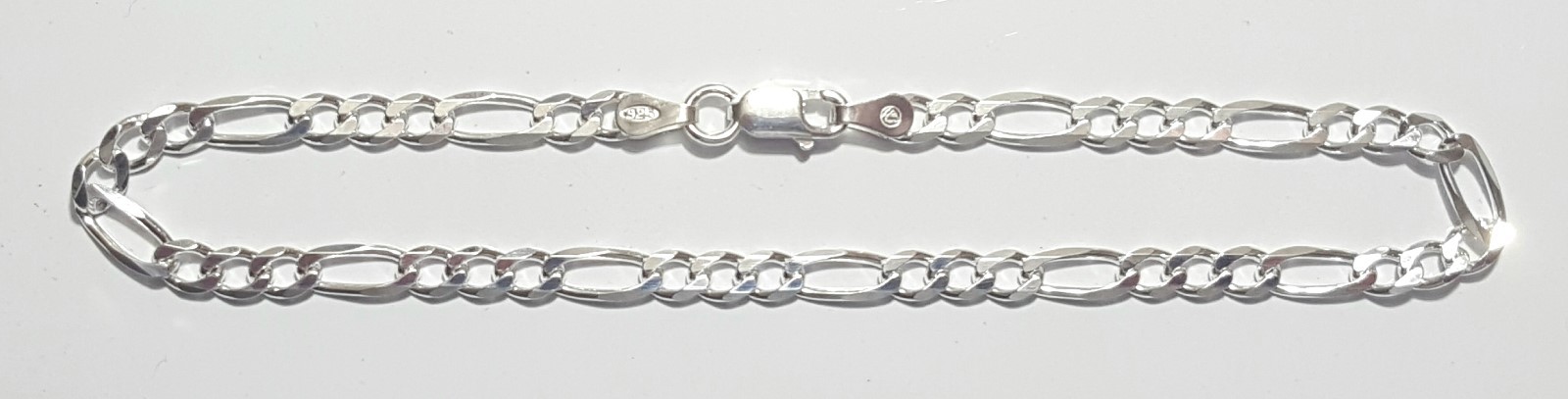 Figaro Link Ankle Bracelet 10 inch Long 925 Sterling Silver made in Italy