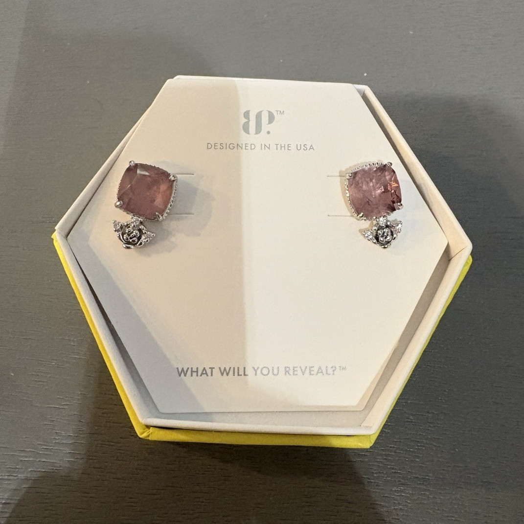 Ring Bomb Party Drops Of Delight ER18294 Pink Quartz Stud Earrings Butterfly