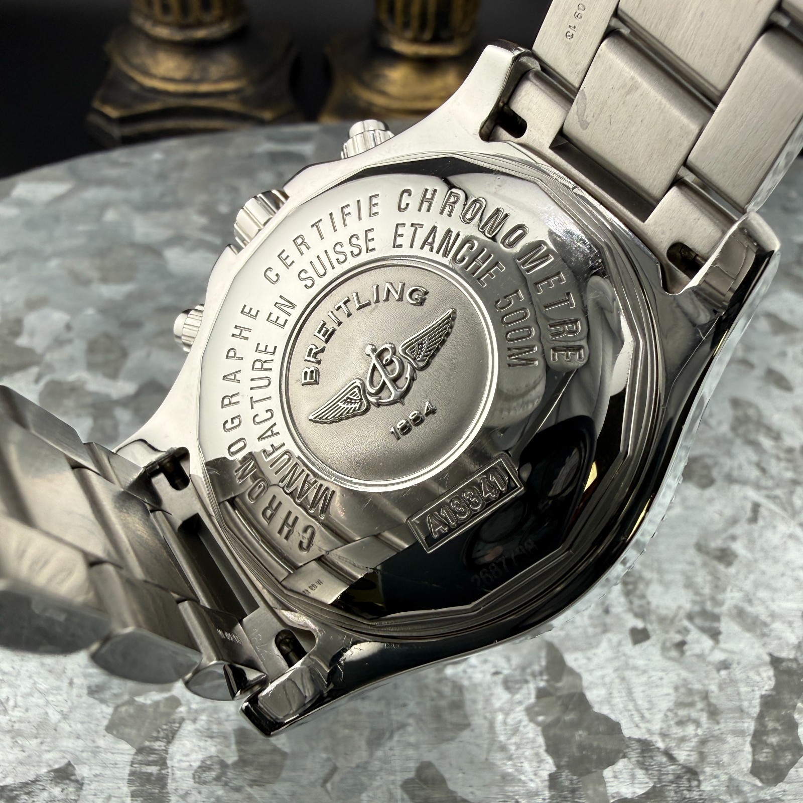 Breitling Superocean Chrono II A13341 44mm Black Dial Box & COSC Full Bracelet