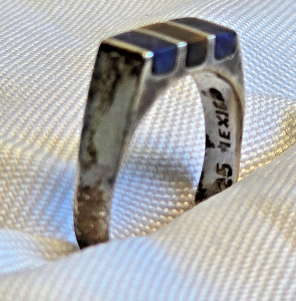 Sterling Silver Ring 3.29g Fine Jewelry Size 8.25 Band Multicolor Stones *READ*