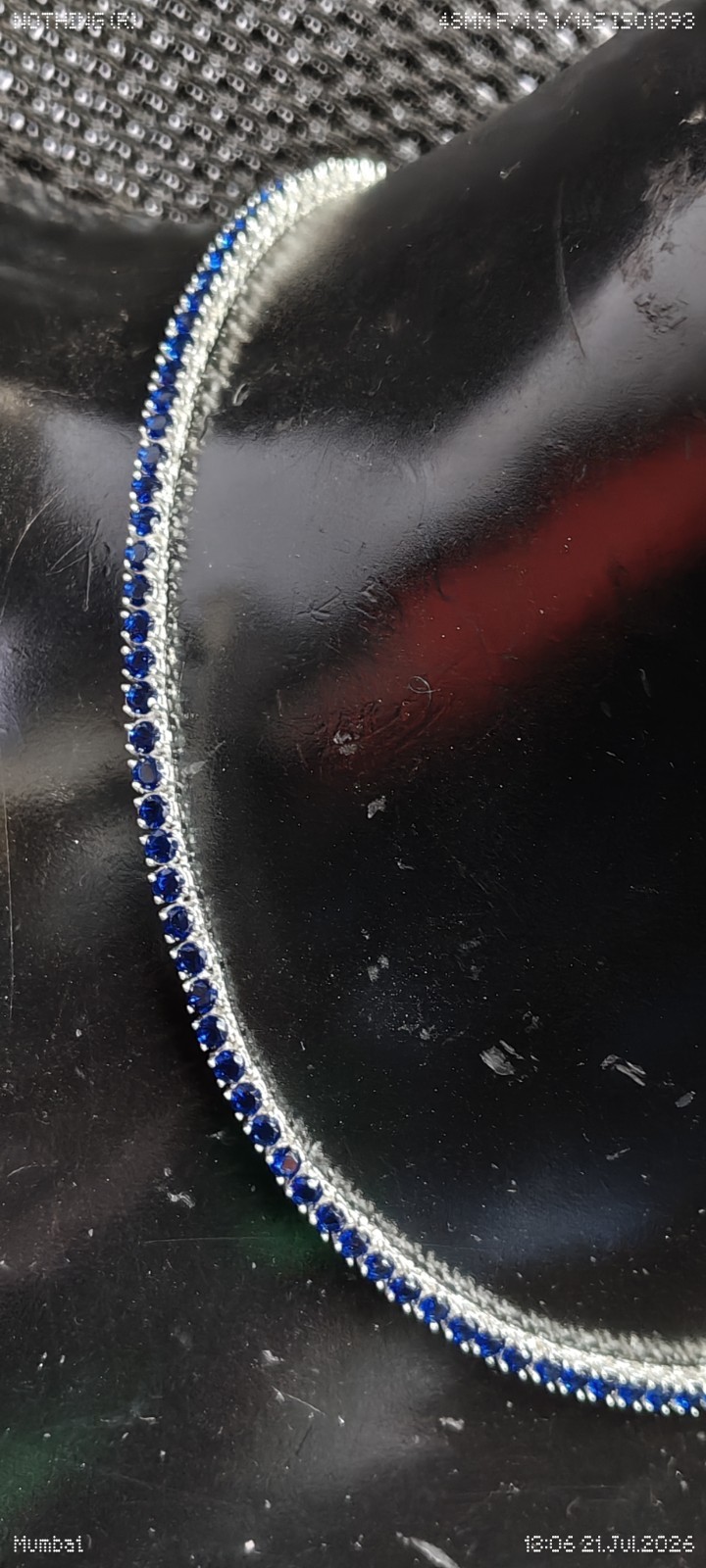 25Ct Blue Round Cut Lab-Created Diamond Tennis Necklace 14K White Gold Plated