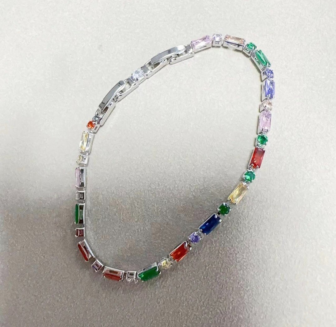 Multicolor Crystal Tennis Bracelet for Women Gold Rose Gold Silver Plated