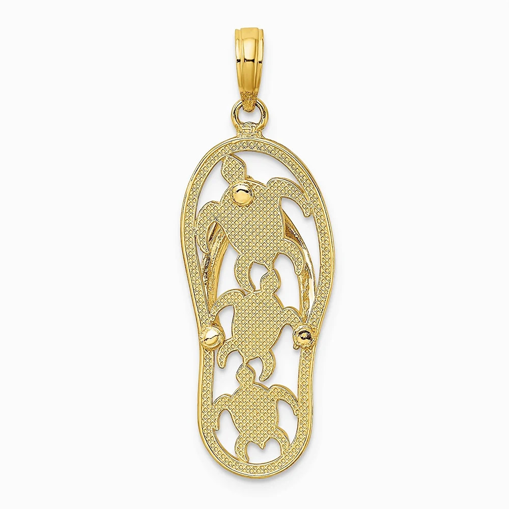 10K / 14K Yellow Gold Triple Turtle Flip-Flop Charm