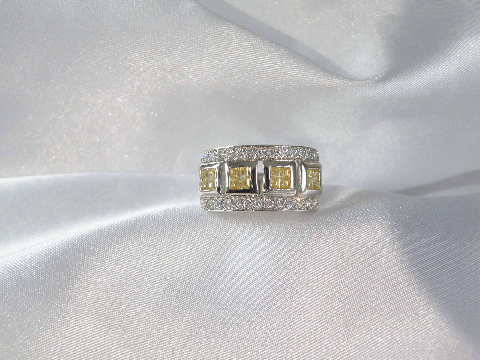 Victoria Wieck Sterling Silver 925 Channel Set Yellow CZ Ring Size 8