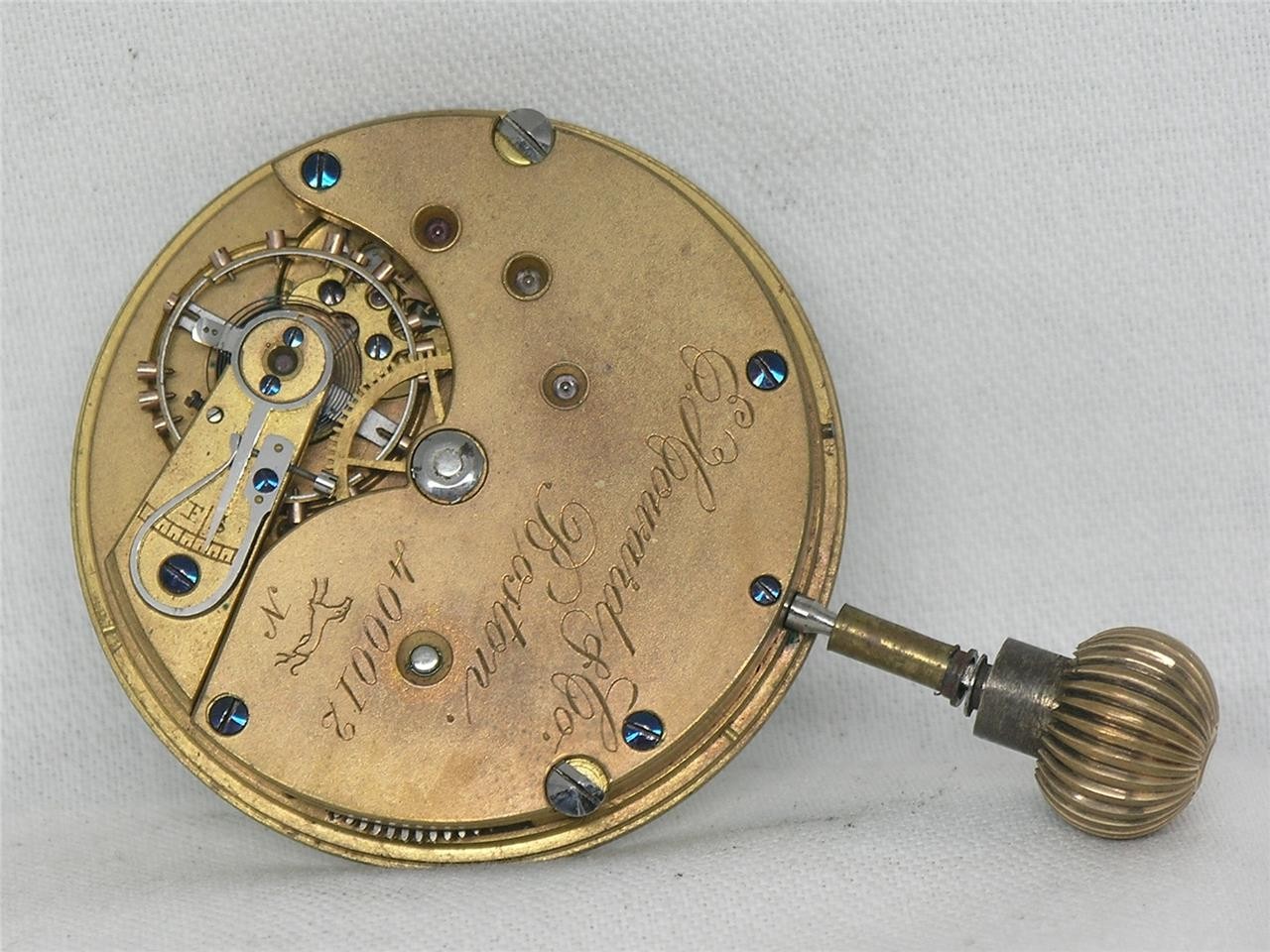 EXTREMELY RARE E. HOWARD 12TH MADE SERIES IX POCKET WATCH MOV’T & DIAL + STEM