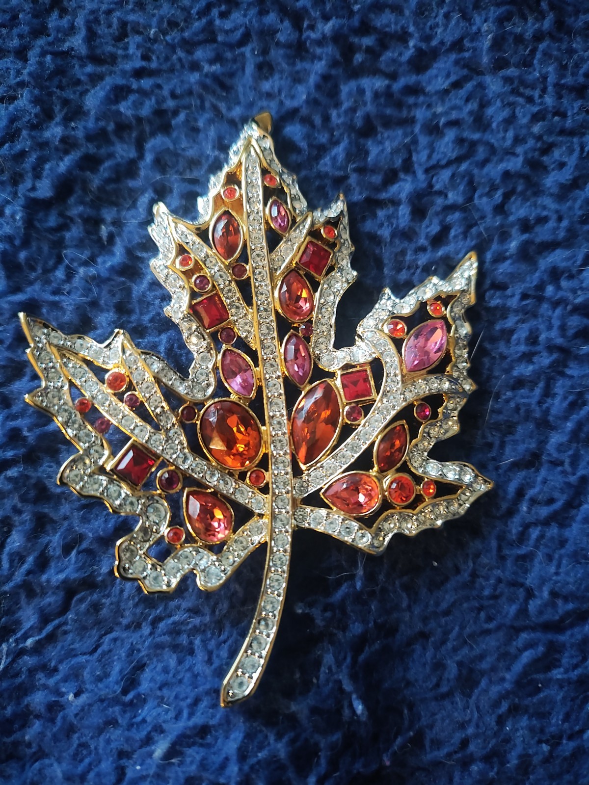 Nolan Miller Autumn Leaf Crystal Brooch. Signed. All Occasion