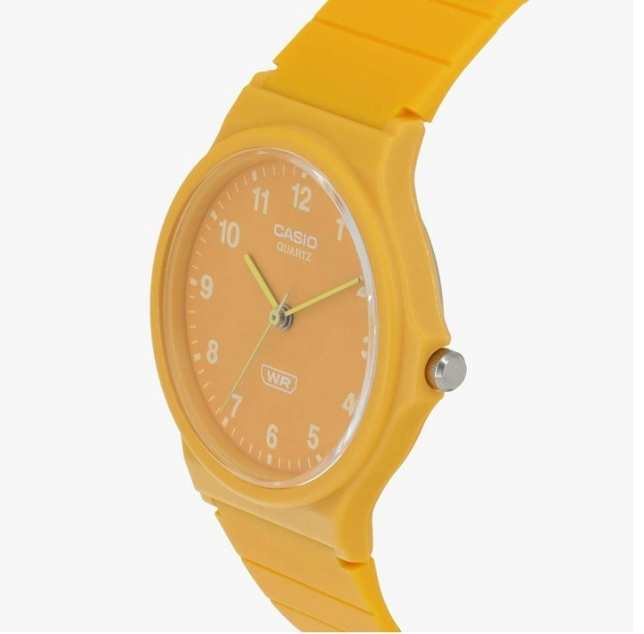 Casio MQ-24B-9B Analog Watch Yellow Resin Unisex Lightweight Casual Wristwatch