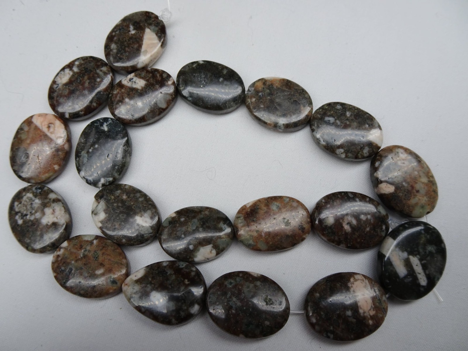 13 1/2″ Str Natural Flower Jasper Oval Stone Beads 17-17.5mm Long A61 DNG