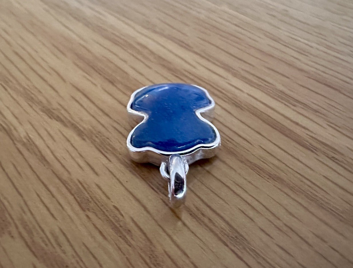 TOUS Sterling Silver 925 & Blue Dumortierite Bear Pendant