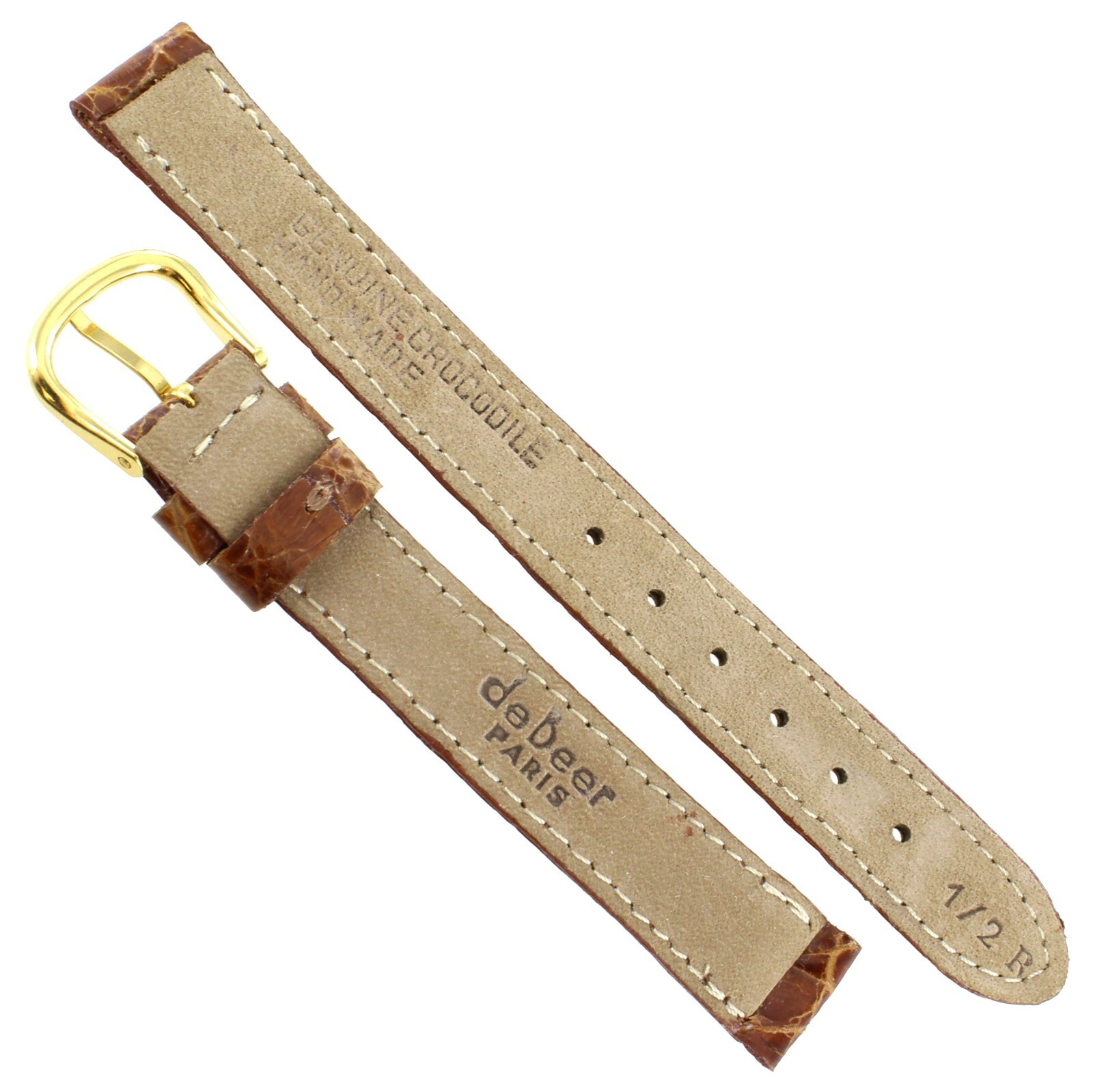 10mm deBeer Honey Tan Handmade Genuine Crocodile Ladies Watch Band Reg #412-10