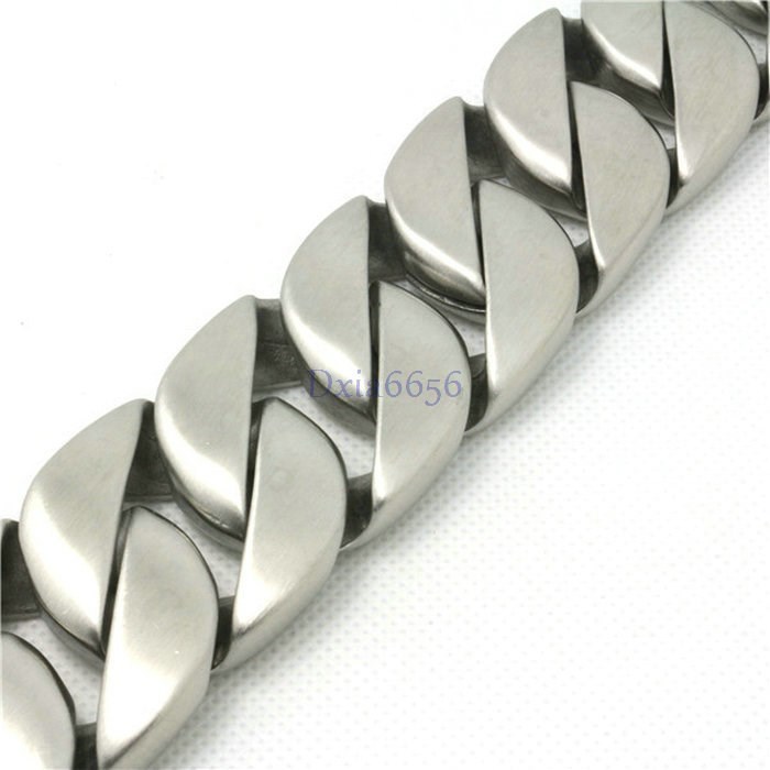 Super Heavy 31mm Wide Men Brushed Cuban Curb Chain 316L Stainless Steel Bracelet