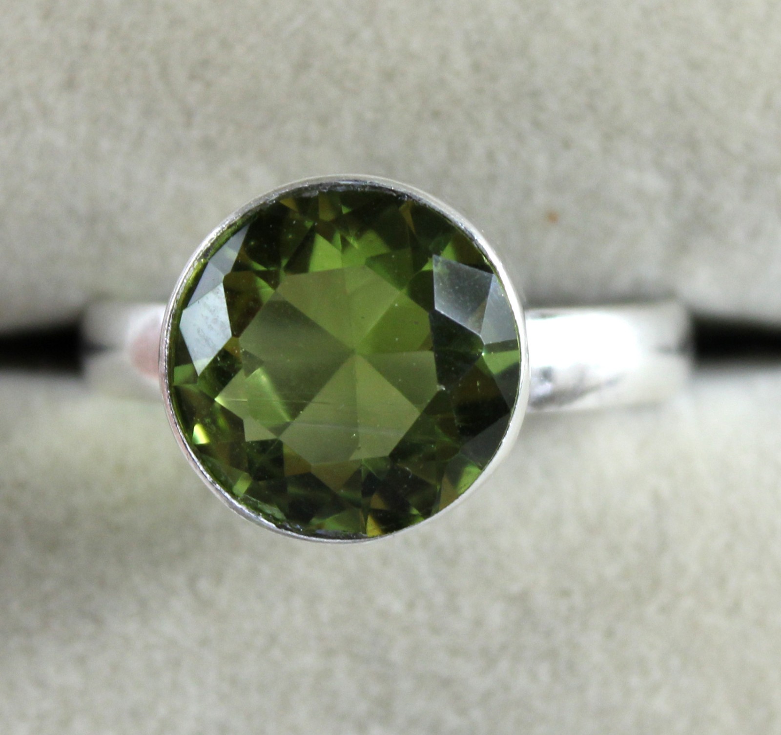 Natural Olive Green Peridot 9.05 Ct/11 mm Round Gemstone Certified Women Ring