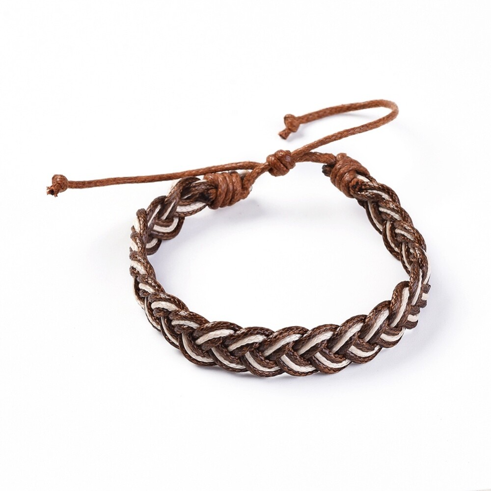 Waxed Cord Braided Bracelets about 2-3/8 inch~3 inch(6.2~7.5cm) inner diameter