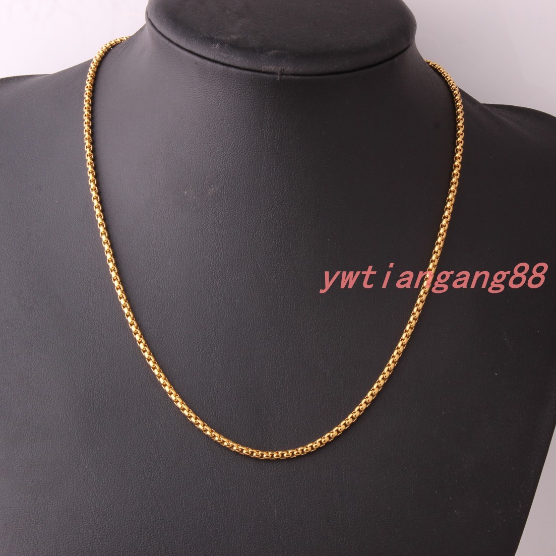 2/3/4/5/7mm Women MEN Chain Gold Stainless Steel Round Box Necklace or Bracelet