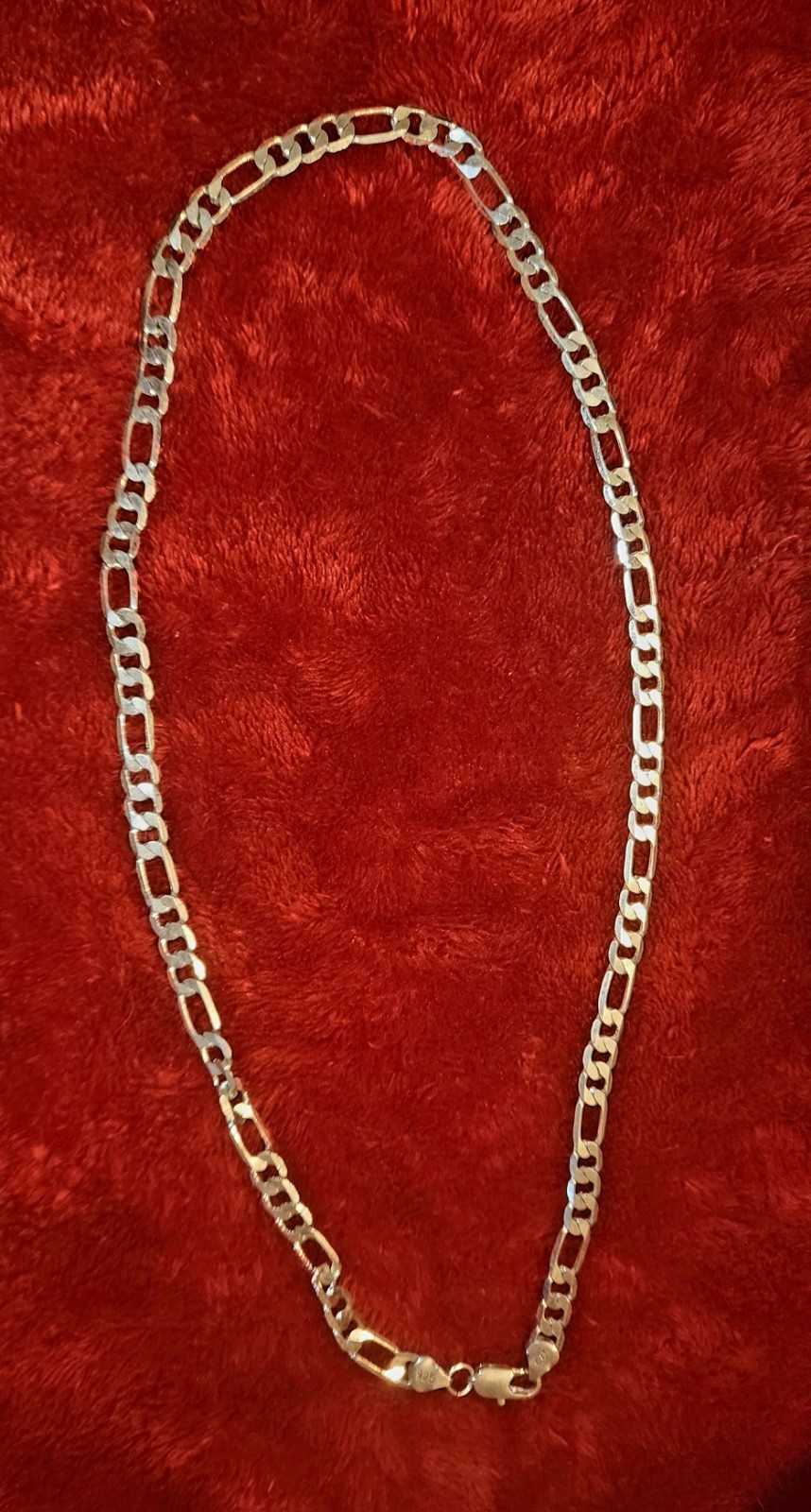 Mens 925 sterling silver Figaro link chain 6mm wide, 24 Inches 25.4 g New gift