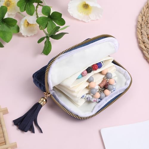 Travel Jewelry Cases 6-Layer Velvet Zipper Pouch Bag Jewelry Organizer Cases