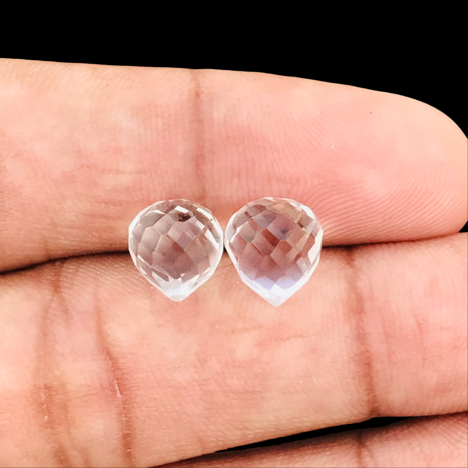 10 Pieces Faceted Clear Crystal Side Drilled Loose Gemstone -6mm-25mm Approx.