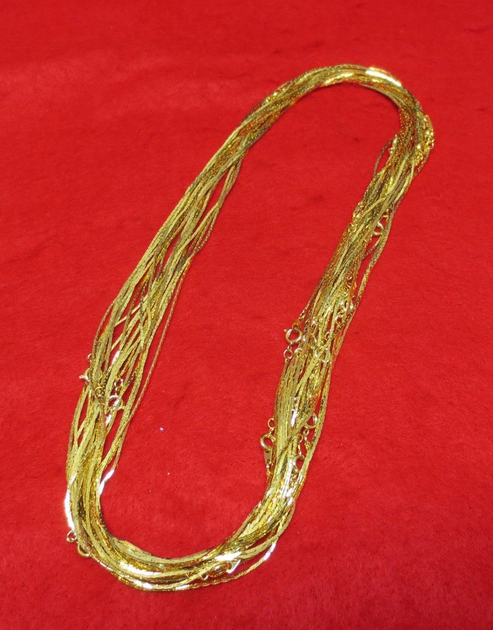 WHOLESALE LOT OF 72 14KT GOLD EP 20 INCH 1MM COBRA NECKLACES