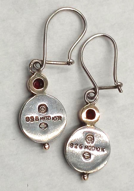 Harley-Davidson Stamped MOD Sterling Silver 925 Bar & Shield 10kt Stone Earrings