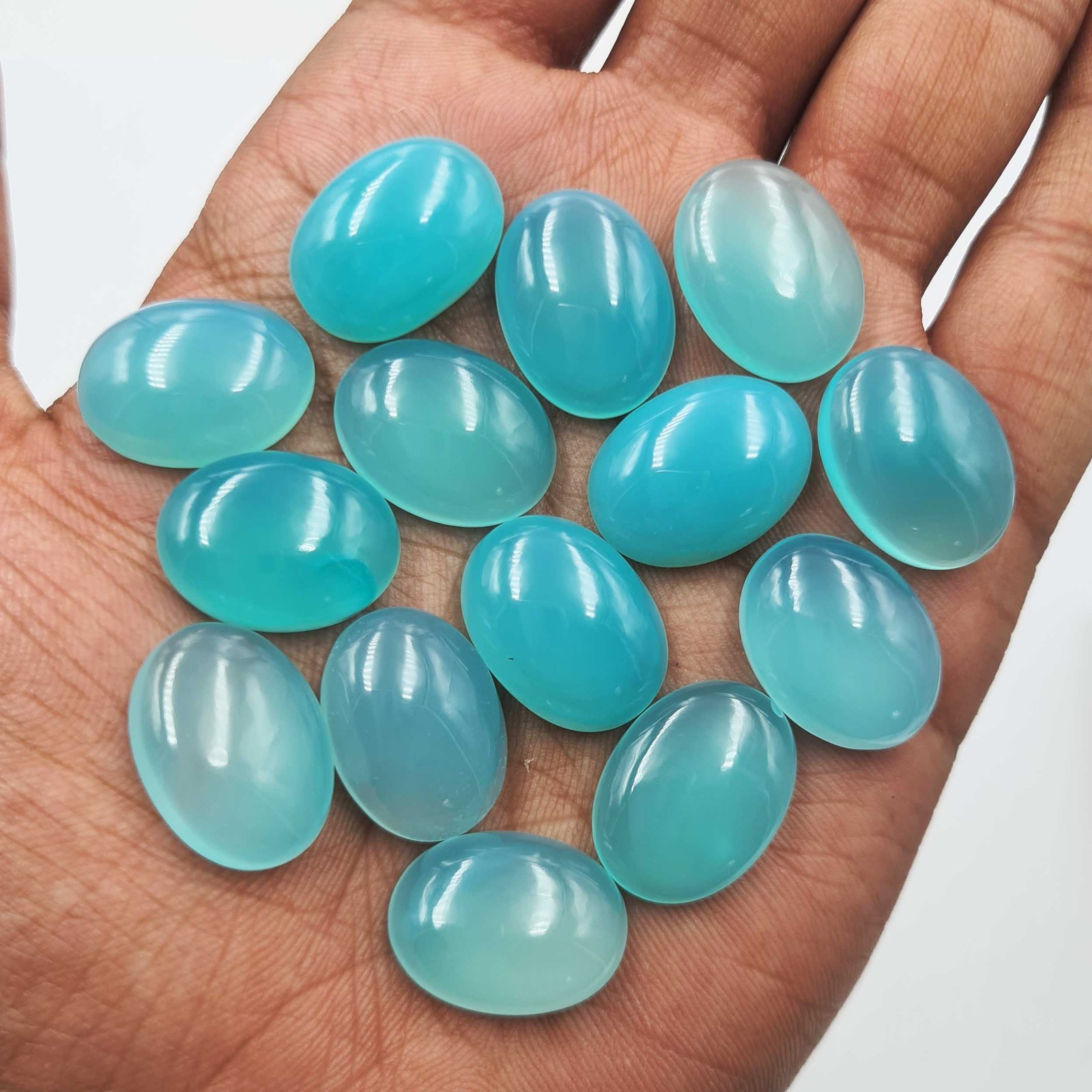 Natural Chalcedony Oval Cabochon Loose Gemstone Lot 7 Pcs 15*20 MM 105 CT