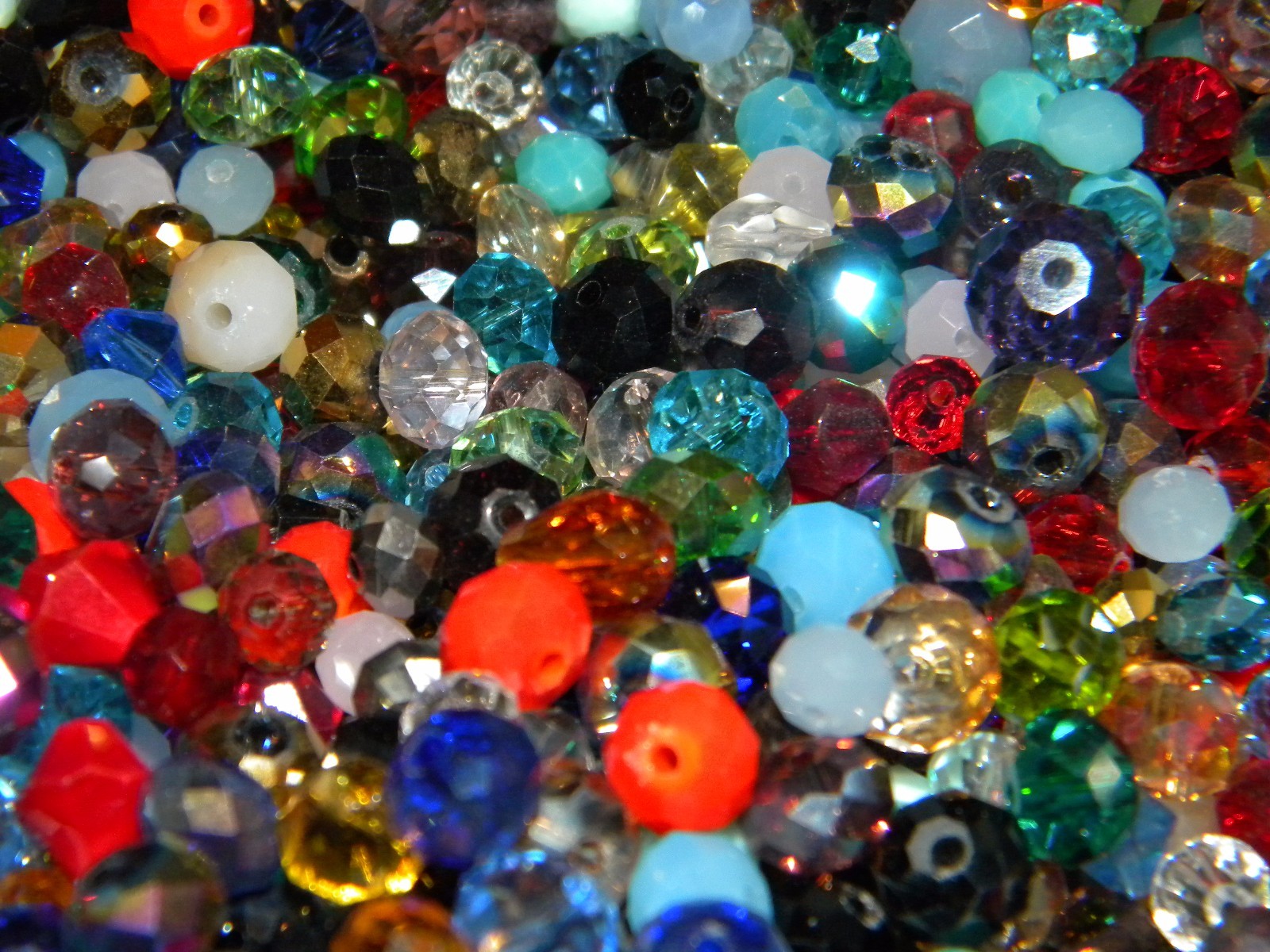 NEW 300/Pc LOT 6mm-10mm RONDELLE GLASS Faceted Czech, AB Beads Mixed colors