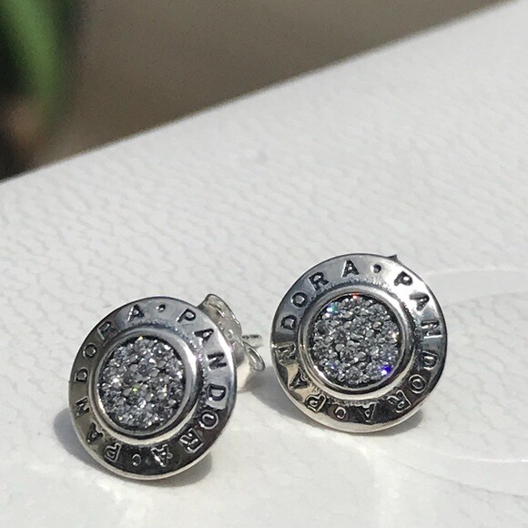 Brand New Genuine Pandora Signature Pandora Logo Stud CZ Earrings 290559CZ