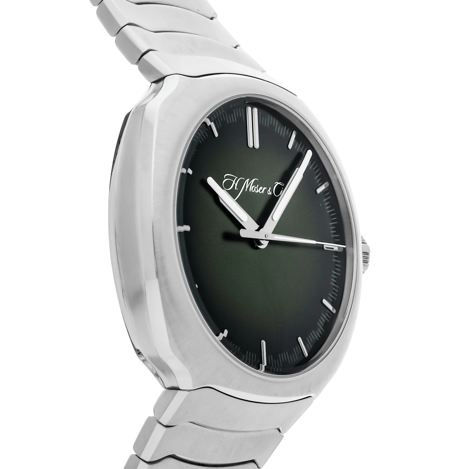 H. Moser & Cie Streamliner Centre Seconds Steel Auto 40mm Green Watch 6201-1200