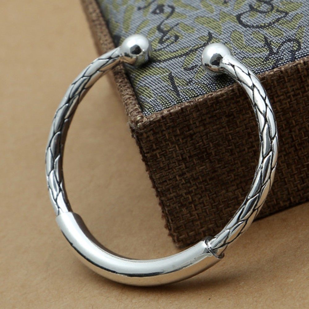 Pure S925 Sterling Silver Bracelet 7mm Long Tube Rope Bangle 34-35g ID:60mm