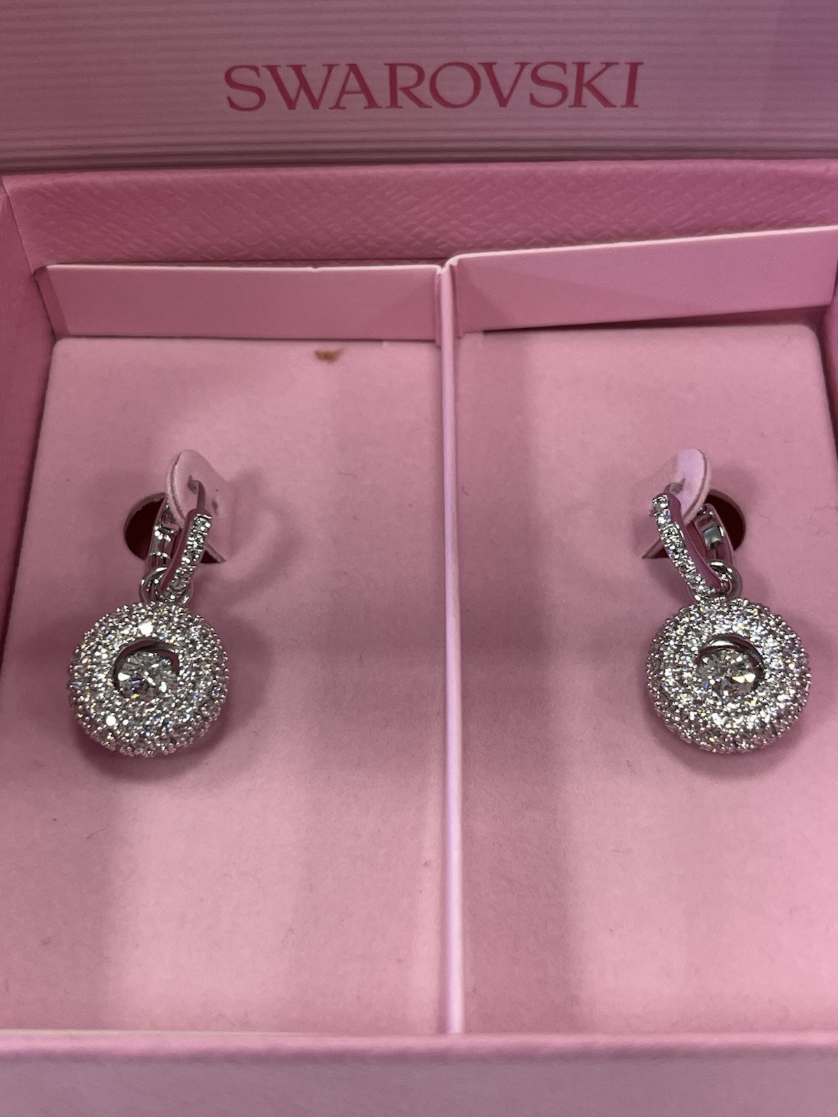 Swarovski Sublima drop earrings Round cut, White, Rhodium plated 5738193