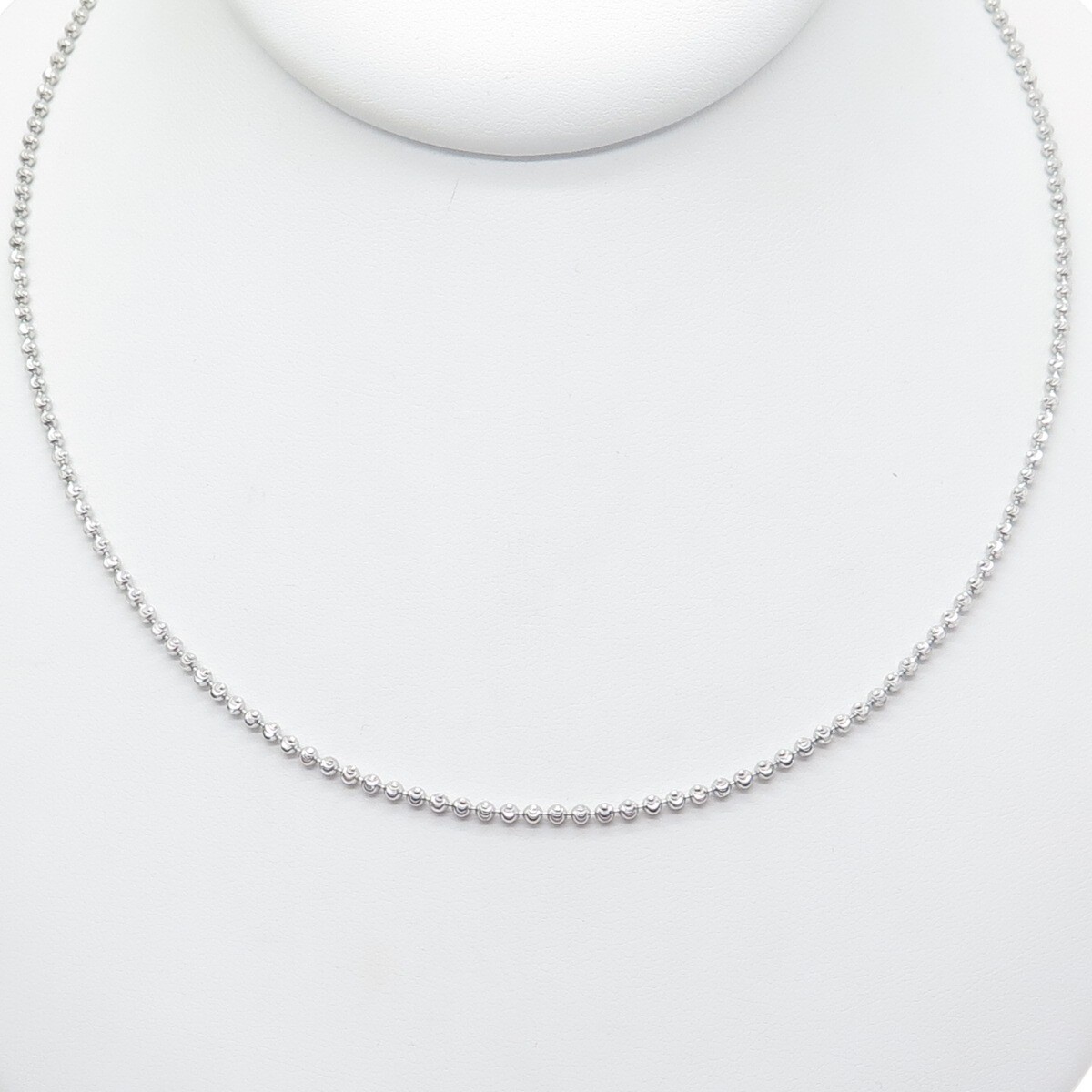 CHRYSOS 925 Sterling Silver Italy Diamond-Cut Ball Beaded Chain Necklace 28″