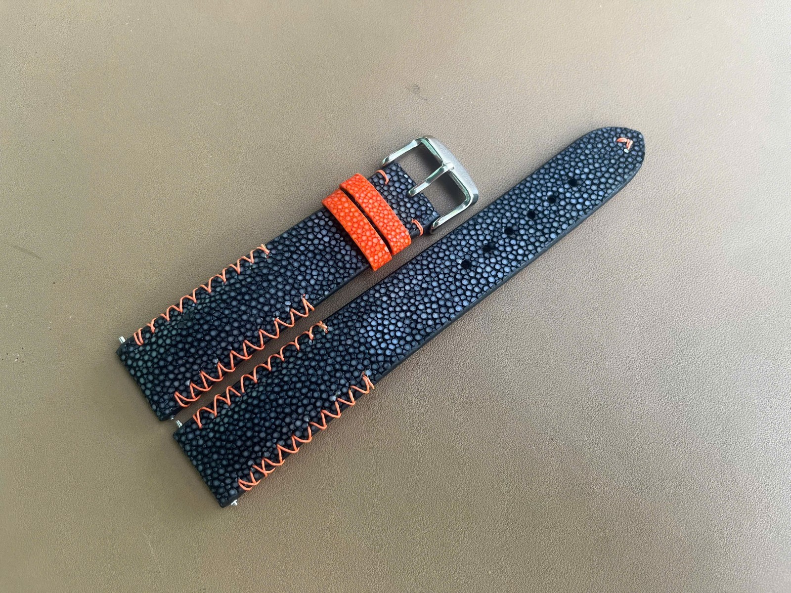 Black Stingray Leather Watch Strap Band 16 17 18 19mm 20mm 21mm 22mm 24mm 26mm