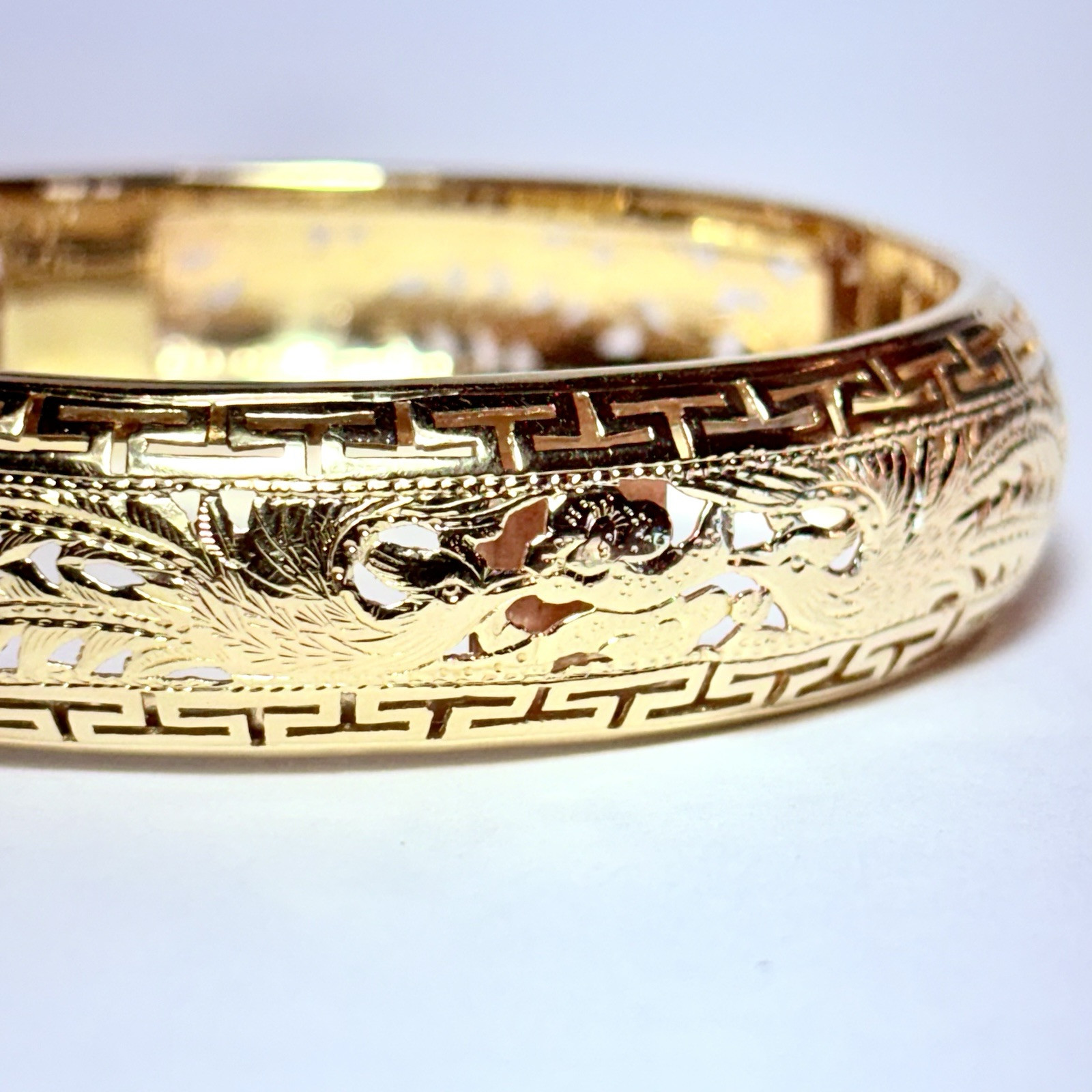 Ming’s Honolulu 14K Yellow Gold Double Phoenix 14mm 7″ Hinged Bracelet 25.0g