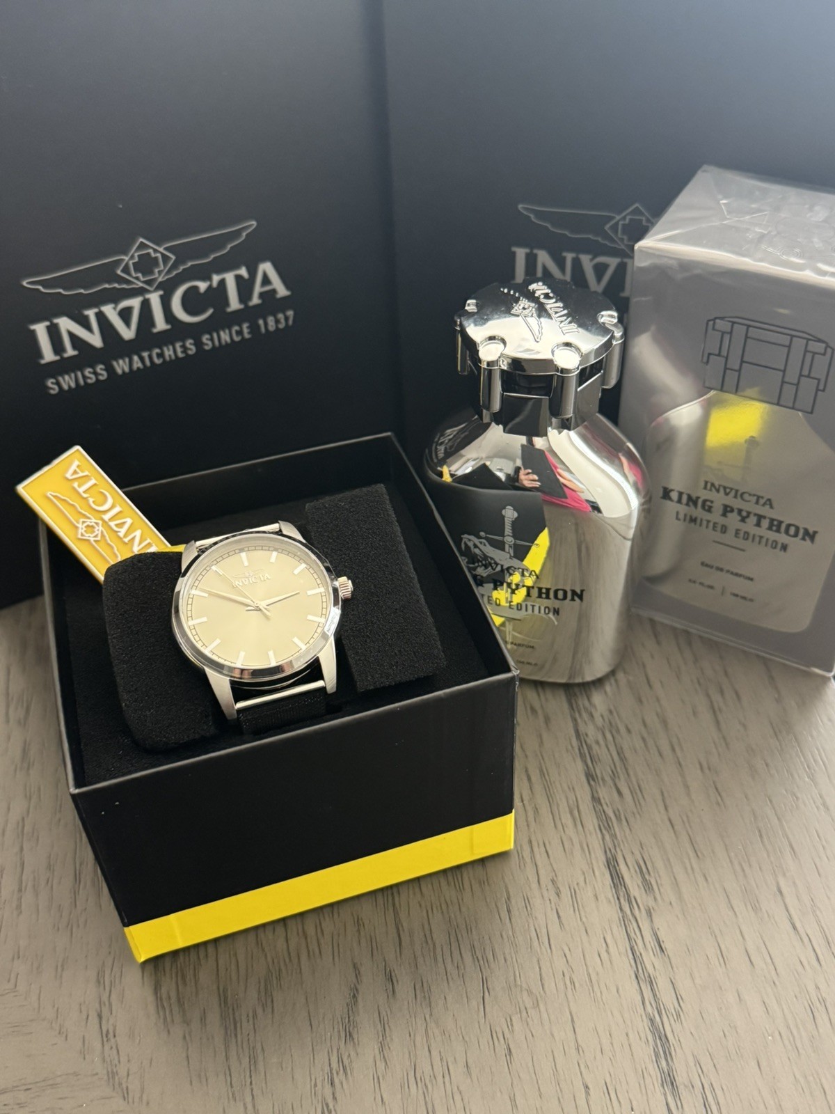 Invicta Men’s Watch Celestial Quartz Ivory Dial Stainless Steel 48505 w/Cologne