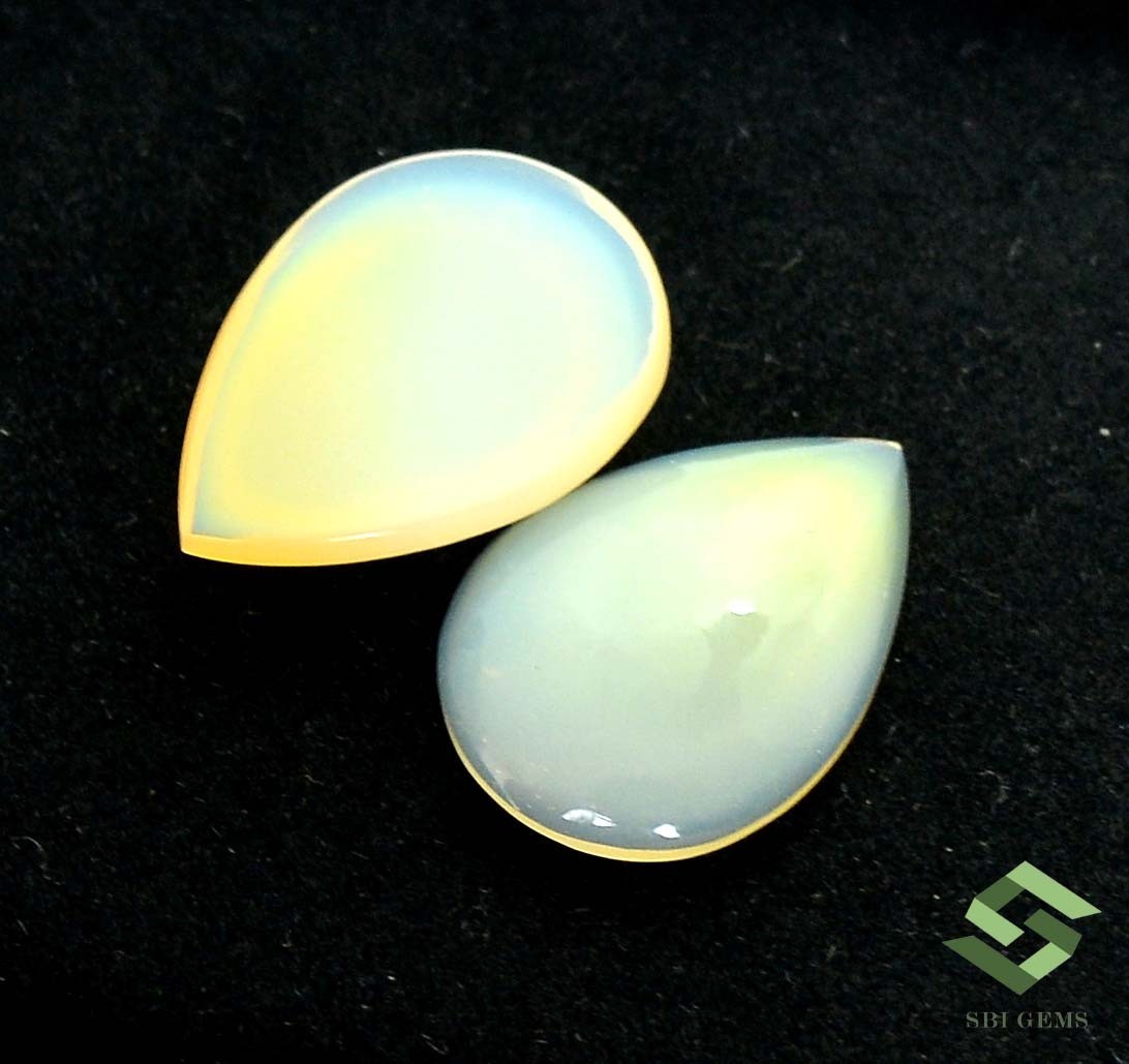 19×14 mm Natural Ethiopian Opal Pear Cabochon Pair 9.52 CTS Loose Gemstones